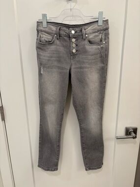 Level 99 Grey Faded Distressed Skinny Ankle Button Fly Jeans Size 26